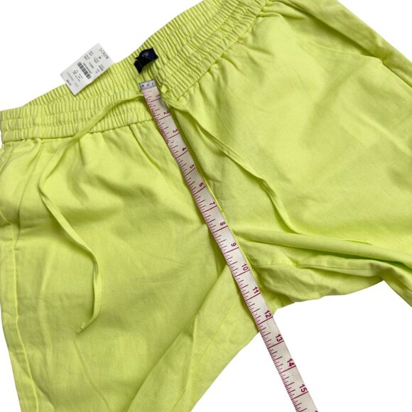 J.Crew Womens Neon Green Drawstring Elastic Waist Pants Size 10 Linen pockets - Picture 8 of 10